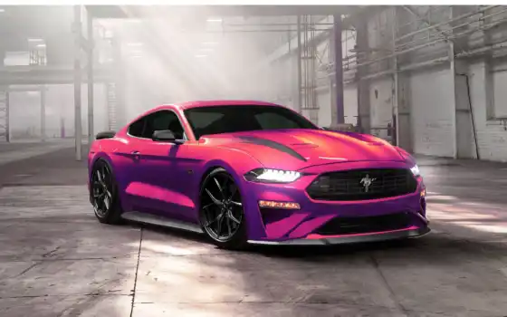 mustang, ford, car, авто, фиолетовый, ecoboost, detail