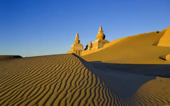 песок, пустыня, небо, links, landscape, sun, 