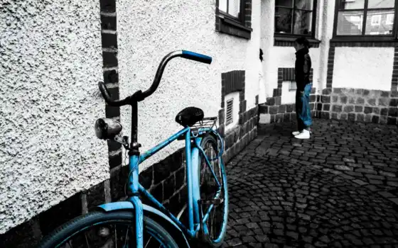 цикл, черный, синий, велосипед, белый