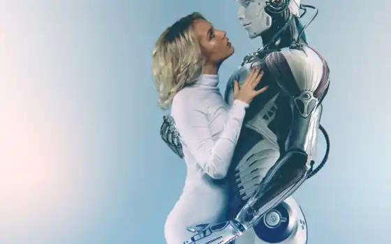 робот, привлекательный, человек, концепция, rasizm, отношения, интеллект, стоковый