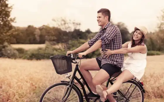 велосипед, мужчина, девушка
