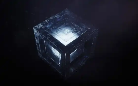 коробка, темное, цифровое, кубик, синее