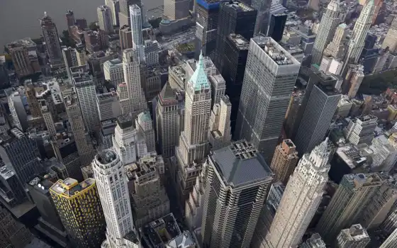 manhattan, город, york, new, skyscrapers, взгляд, art, high, 