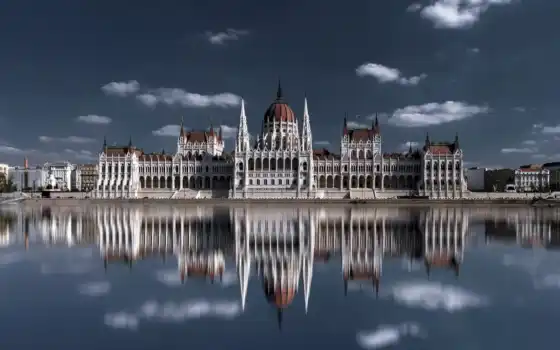 парламент, hungary, build, hungarian, budapest, дунай, река, ночь, дворец