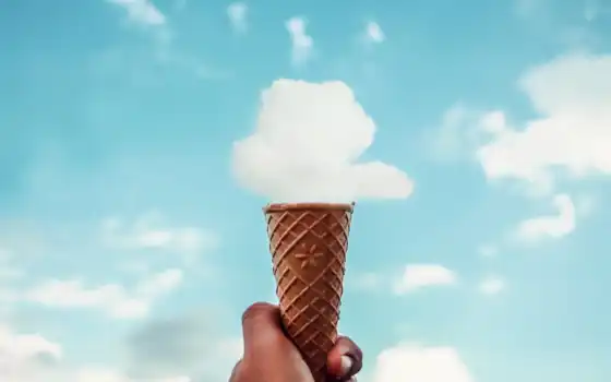 рогатый, мороженое, собака, облако