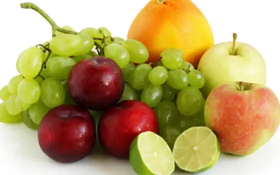 фрукты, ягоды, виноград, яблоки, оранжевый, сливы, производить, лайм, фруктов, 