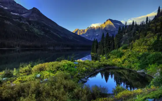 озеро, природа, горы, лес, зеленый, пейзаж, картины, горы, река,