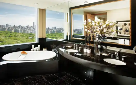 bathroom, oriental, дизайн, интерьер,, mandarin, hotel, york, new, ideas, glamour,