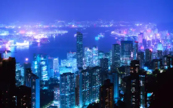 город, ночь, токио, городской пейзаж, строительство, Гонконг, kong