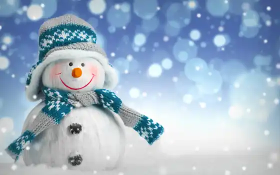 снеговик, шапка, шарф, новый год