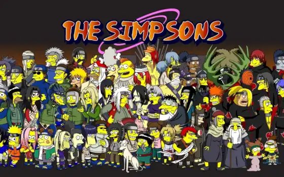 симпсоны, аниме, пародия, мультфильмы, наркоза, кроссовер, наруто,