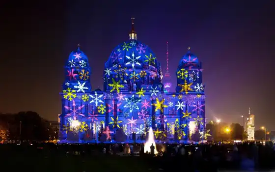 berlin, festival, огни, свет, cathedral, 