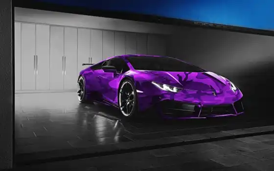 фиолетовый, aventador, автомобиль