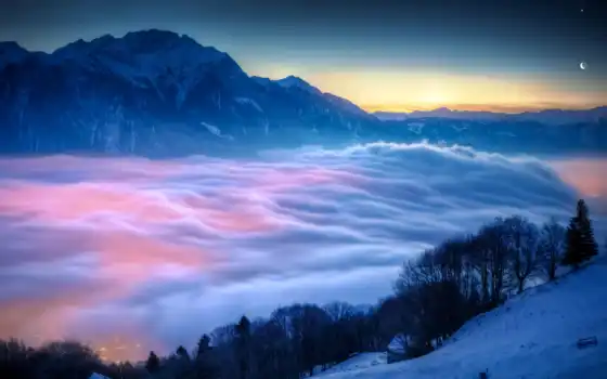 , туман, горы, горы