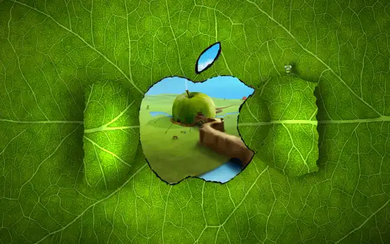 apple, лист, mac, прожилки, зелёный, рисунок, окно, 