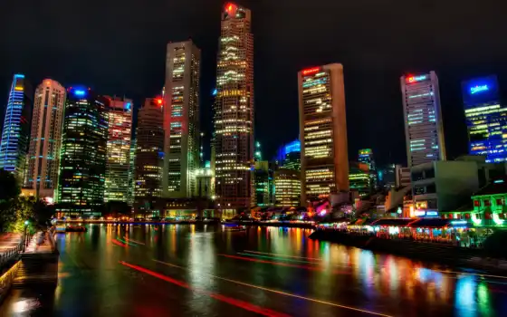 singapore, neighborhood, ночь, высотки, 
