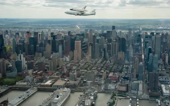 enterprise, shuttle, космос, intrepid, new, york, museum, море, 