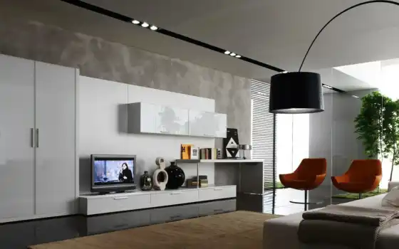 интерьер, шкаф, дизайн, комната, кресла, стиль, лампа, screen, мебель, full, 
