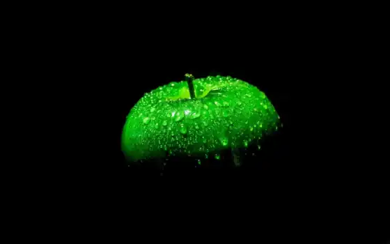black, apple, зеленое, макро, 