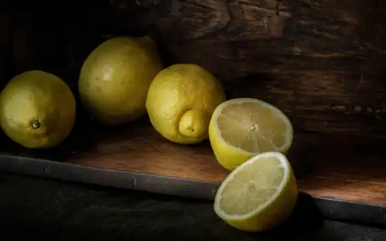 лимон, плод, цитрус, мак, большая часть, половинка, план