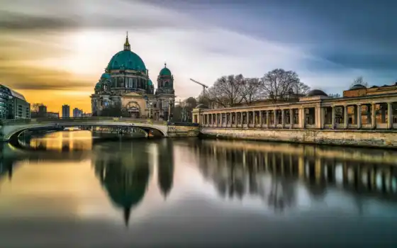 berlin, мост, museum, германия, cathedral, закат, остров, james, park, саймон