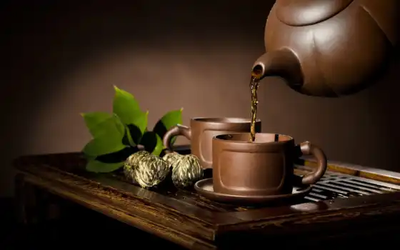 красивые, чайник, нравится, чашки, чая, глиняная, 