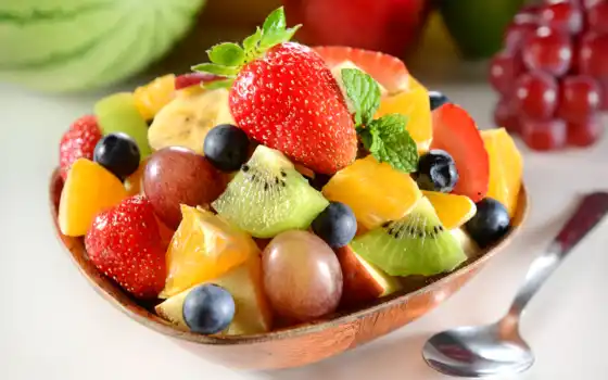 фрукты, салат, плод, клубника, ягоды, десерт, еда, салаты, 