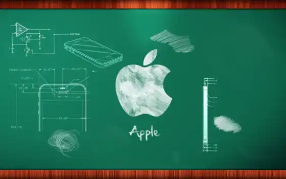 яблоко, логотип, чертеж, стол, зеленый
