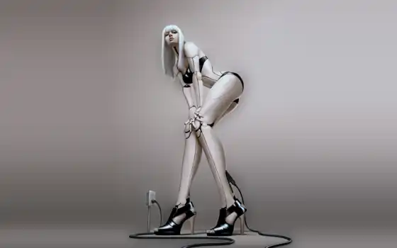 женщина, андроид, робот, зарядка