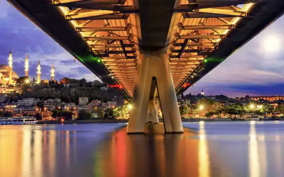metro, мост, istanbul, город, ночь, turkey, tarde, casa