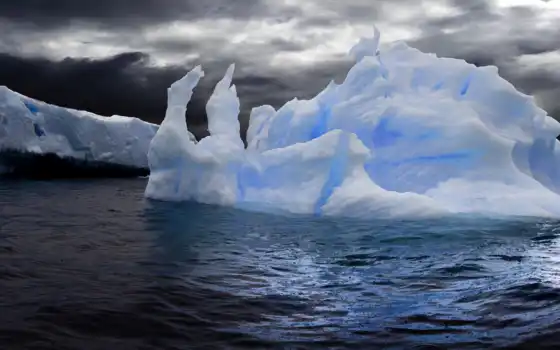 iceberg, dual, экран, цветы, лед, glacier, snowy, fullscreen