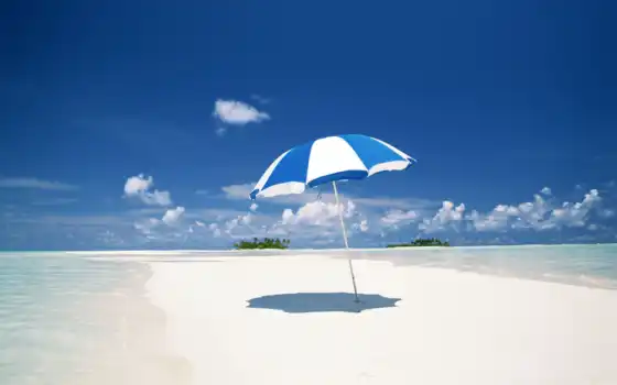 пляж, зонтик, 