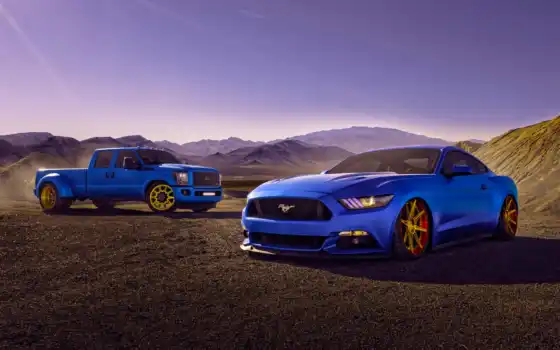 форд, машина, мустанг, синий,