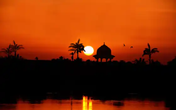 закат, нил, египет