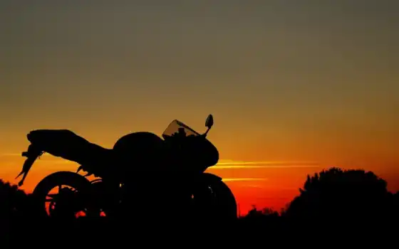 мотоцикл, закат, мото