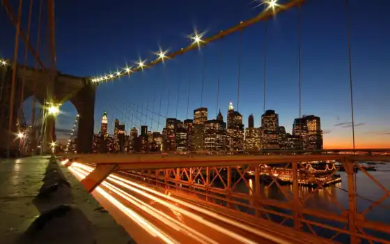 мост, бруклин, ночь, new, desktop, york, город, 