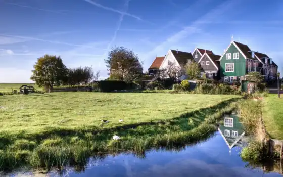 пейзаж, нидерланды, шестерни, натуральные, дом, дом