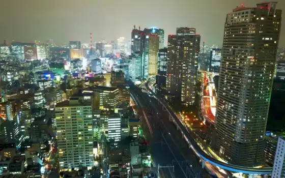ночь, япония, картинка, огни, shizuoka, здания, город, мост, городские, подборка, 