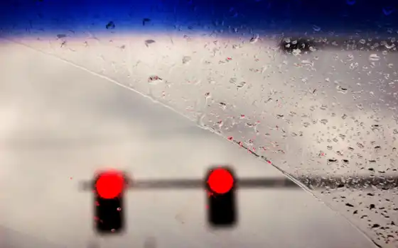 steklo, дождь, лобовое, капли, svet, машина, светофор, красный, 