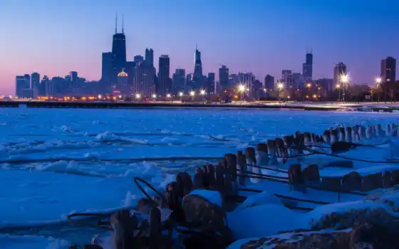 chicago, winter, город