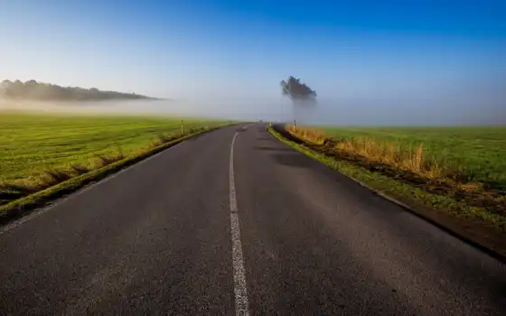 дорога, landscape, туман, поле, германия, topographic, дорогой, небо, dirt