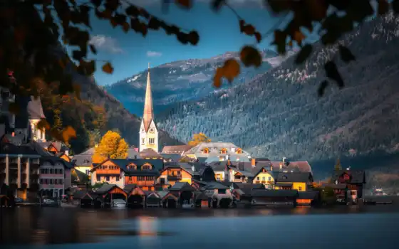 hallstatt, гора, австрия, озеро, landscape, альпы