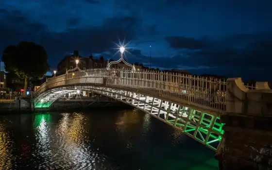 мост, even, дублин, ireland, home, огни, ирландский