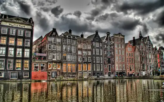 amsterdam, нидерланды, природа, канал, амстердам, 
