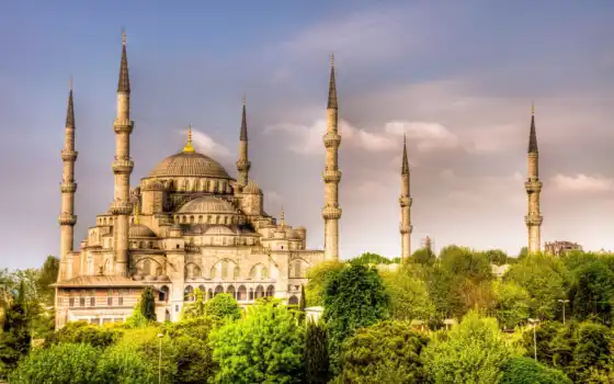 mosque, sultan, istanbul, turkey, ahmed, города, страны, camii, холсте, 