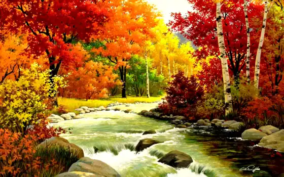 осень, варенье, выки, артхур, часть, натурал, сарон, краски, год, деревья, ли принадлежности,