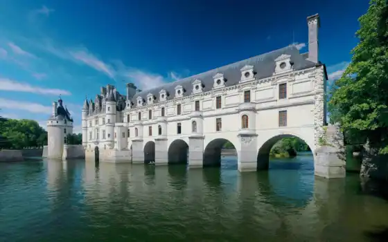 chenonceau, шенонсо, castle, francii, chateau, loire, château, река, деревня