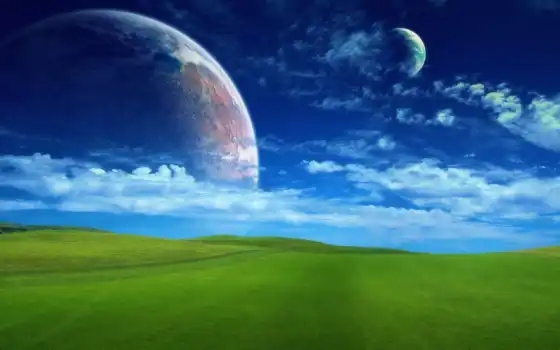 поле, трава, окно, зелёный, zver, shirokoformatnyi, planet, качественные, free, ноутбук, небо