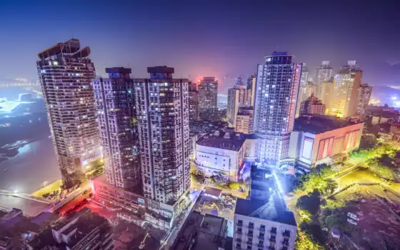 город, ночь, chongqing, китаянка, небоскрёба, china, house