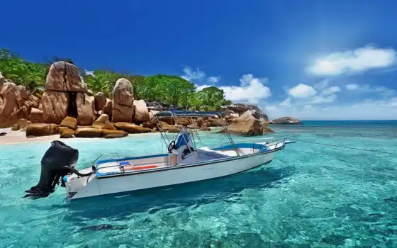 остров, лодка